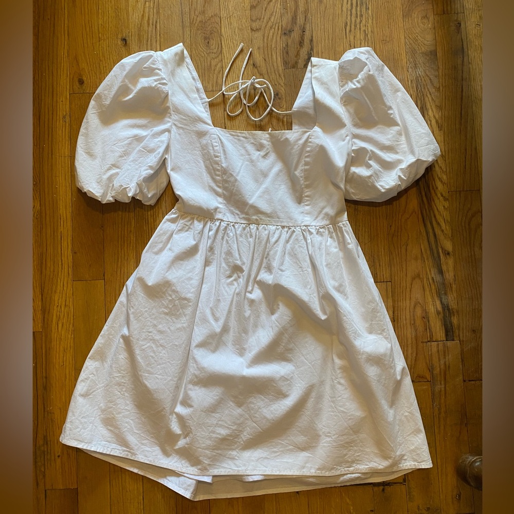 Backless White Cotton Sundress